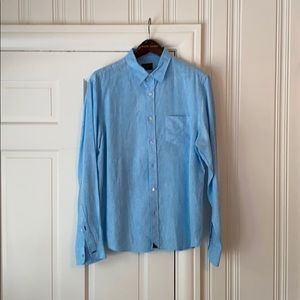 Untuckit Blue Linen Shirt - Size Large